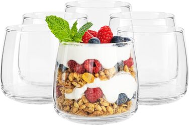 TREND FOR HOME Dessert Glasses Emma Large 475 ml, Round Glasses Set of 6, Gin Tumbler Dessert Bowls Glass, Restaurants and Parties, Dishwasher and Microwave Safe