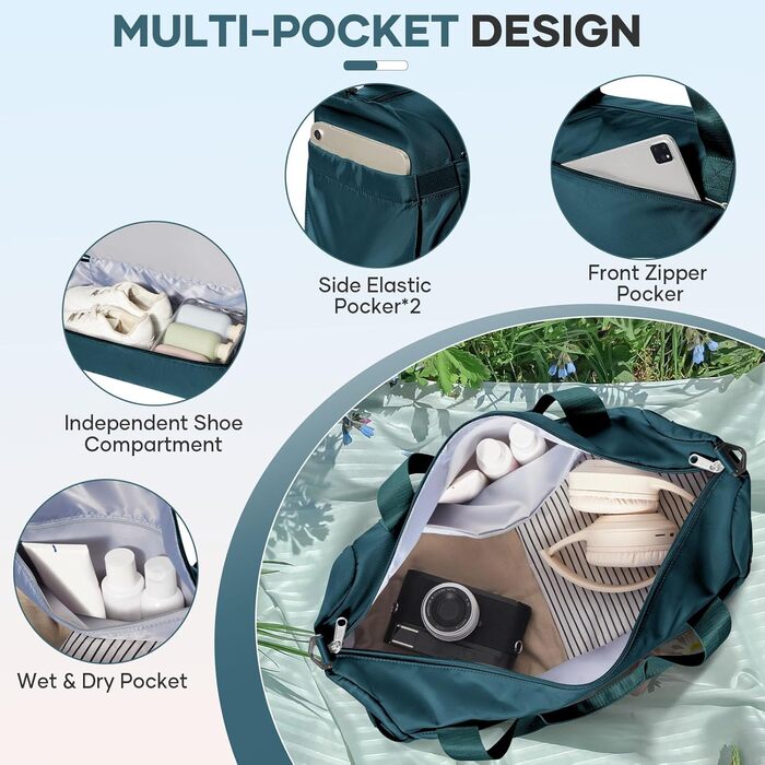 Спортивна сумка для жінок Easyjet 45x36x20, водонепроникна дорожня сумка-дуфл, фітнес-сумка з відділенням для взуття, L2-Зелений, A04-Армійський зелений