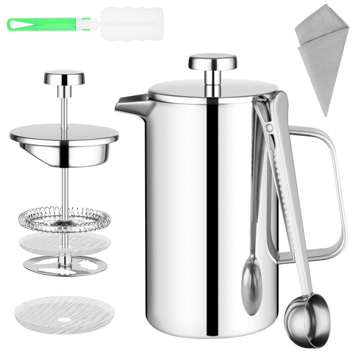 Френч-прес HOTUT 350 мл з нержавіючої сталі, термокава, для дому, подорожей, кемпінгу