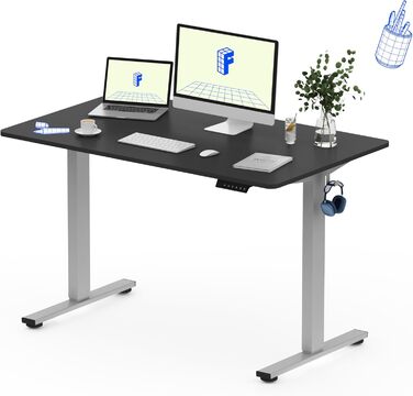 Регульований за висотою стіл FlexiSpot Basic з кабельным органайзером, гачками та суцільною стільницею. Ергономічний стіл для дому та офісу (120x60 см, горіх) з рамою горіх+білий (140 x 80 см, чорний+сірий)