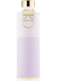EQUA large drinking bottle with faux leather sleeve, 750 ml, made of borosilicate glass, BPA-free and leak-proof. (Purple)