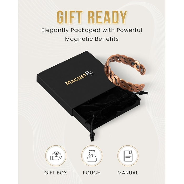 Куперне браслет MagnetRX® для чоловіків та жінок - регульований, з чистого міді