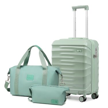 Набір валіз Sea Choice 5 в 1: ABS, Trolley, Gepäckset, велика місткість, Handgepäck, 4 колеса, TSA-замок, 1 сумка, 1 косметичка, колір: Matcha Grün