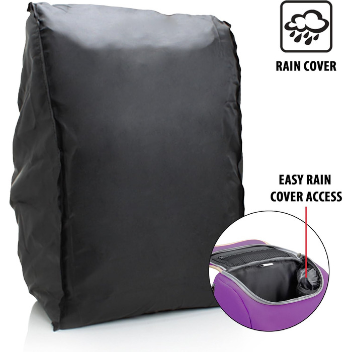 Рюкзак для камери GoProove: DSLR рюкзак для подорожей, з місцем для камери, аксесуарів, ноутбука та штатива, водовідштовхувальний, з чохлом від дощу (фіолетовий)