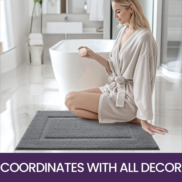 Килимок для ванної кімнати DEXI 40 x 60 см, неслизький, миючий, з мікрофібри, сірий