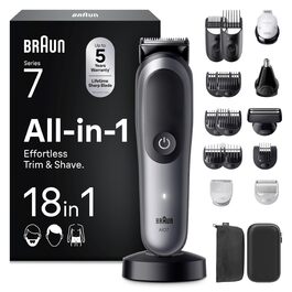 Braun Series 7 All-in-One AIO7545 – Триммер для бороди, волосся та тіла 18-в-1, сірий