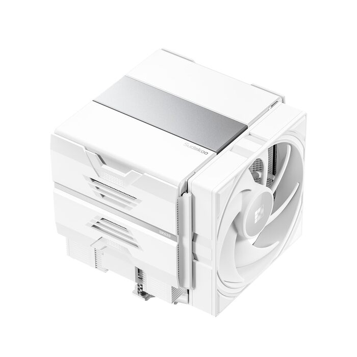 Кулер для процесора Sudokoo SK620 White (AM5): двосекційний повітряний охолоджувач з цифровим дисплеєм, 6 теплотрубками та 2 вентиляторами PWM FDB 120мм, білий