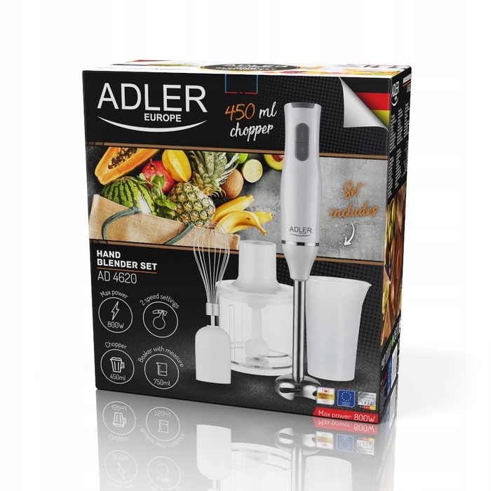 Ручний блендер ADLER AD4620, 800 Вт, білий