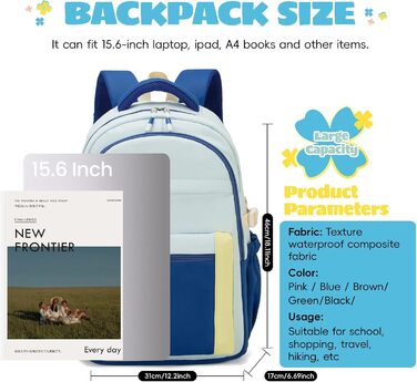 Шкільний рюкзак для дівчаток-підлітків 2025, для старшої школи, водонепроникний, для ноутбука 15.6