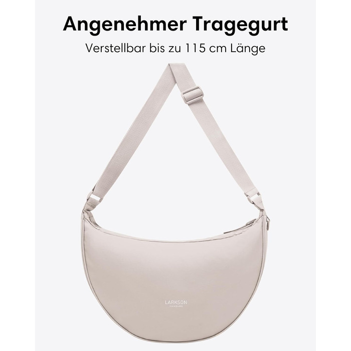Сумка через плече LARKSON Solveig Medium бежева - Містка напівмісяць (8 л) - Водовідштовхувальна