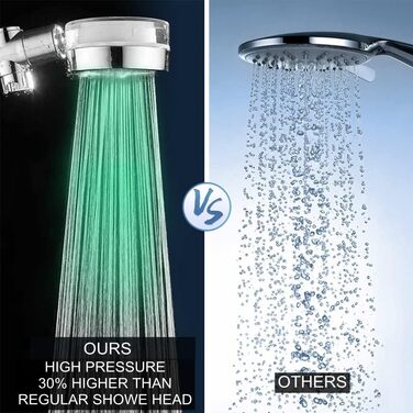 JINYOMFLY LED Shower Head with Lights, Shower Head with LED Lighting, 15CM Shower Head Color Changing, 3 Shower Modes Shower Light, Shower Head Light with Liquid Silicone Nozzle (Round, with Filter)