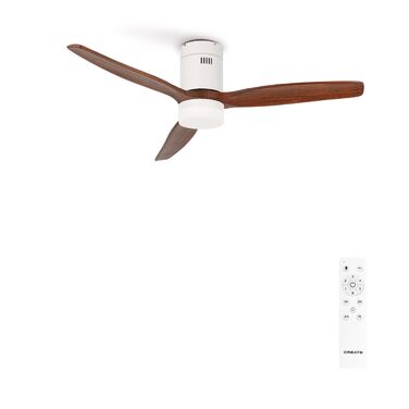 Вентилятор стельовий WINDCALM ABS білий з пультом, 40W, Ø132cm, 6 швидкостей, таймер, DC-двигун, літо/зима, з підсвіткою, колір дуб