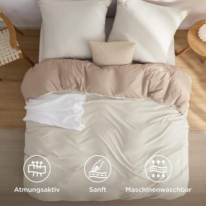 BEDSURE Комплект постільної білизни 135x200 4-х частинний, зелений, з мікрофібри, з блискавкою, ÖKO-TEX сертифікат