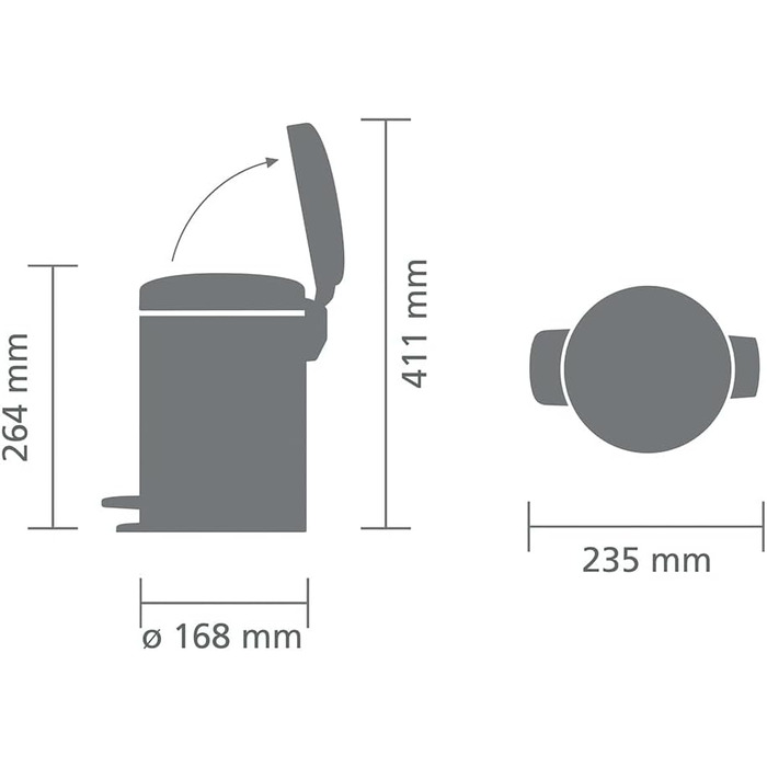 Відро для сміття Brabantia NewIcon 30L з м'яким закриттям та педальним механізмом, блакитне