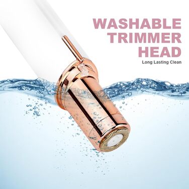 Електричний прилад для видалення волосся з обличчя URAQT для жінок, USB, безболісний тример для обличчя, тіла, губ та підборіддя, з LED-підсвічуванням, рожеве золото (білий)