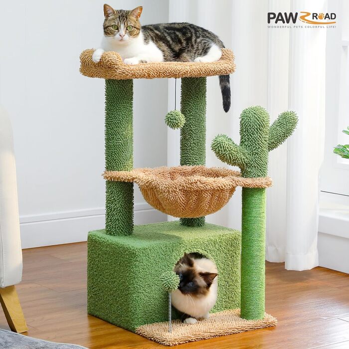 PAWZ Road Котячий кігтеточка з гамаком, котячий тур з сизалю, зелений, 83 см