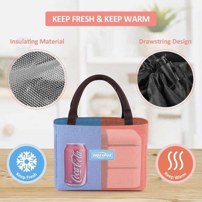 HOLIPOT Ланчбокс Bento Box з роздільниками, 2 рівні, з нержавіючої сталі та PP, з виделкою-ложкою, сумка, для дітей та дорослих (Рожевий)