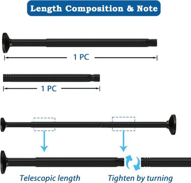 Штанга для штор у ванну/спальню, телескопічна, без свердління, 69-90 см, діаметр 32 мм, срібна