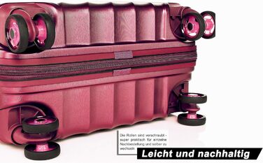 ABISTAB VERAGE Kinetic 4-Double-Wheel Trolley Large, Weighs -76cm, 106-127 Expandable, TSA Lock, ABS/PC Hard Shell Suitcase, Travel Suitcase, Burgundy (Metallic Burgundy, SM)