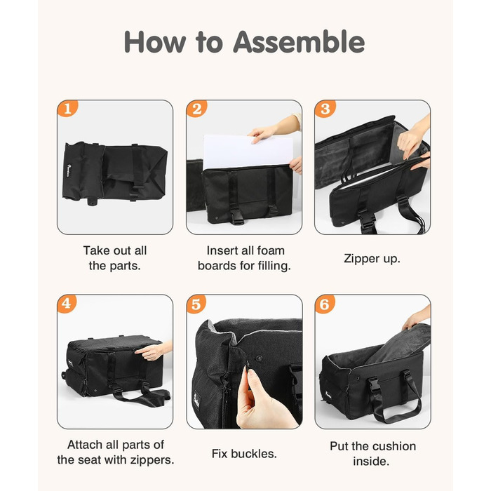 Крісло-переноска для собак Pawaboo: комфортне та безпечне автокрісло для маленьких собак до 11 кг (чорний/сірий)