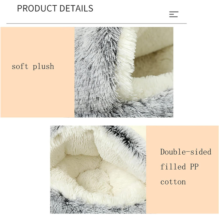 YUDANSI Cat Bed, 40cm Covered Dog Bed Cat Cave Bed Donut for Kittens Puppies, Plush Faux Fur Nest Fluffy Dog Bed Round Dog Cushion Dog Sofa Cat Bed for Cats and Small Dogs