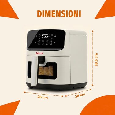 Фритюрниця електрична Girmi Ecofrit Lite 4.2л, 1400 Вт, з цифровим дисплеєм, 8 програм, таймер, регулювання температури, без BPA/PFOA, книга рецептів