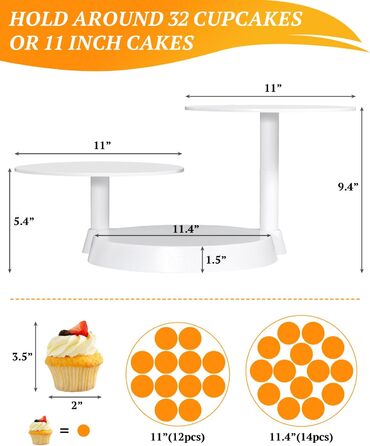 Обертова підставка для тортів Uten - поворотний стіл для випічки, декорування тортів, з пластику