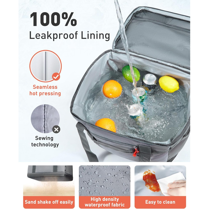 Термосумка TOURIT 32L сіра - ізольована, для пікніка, велика, складна, для транспортування продуктів