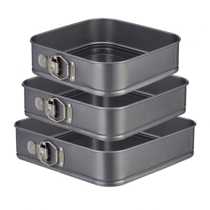 Relaxdays Set of 3 Square Cake Tins