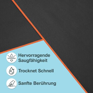 Набір спортивних рушників 2 шт. 120x50 см з кишенею на блискавці, мікрофібра, для фітнесу, тренувань, кемпінгу, подорожей (темно-сірий-жовтий)