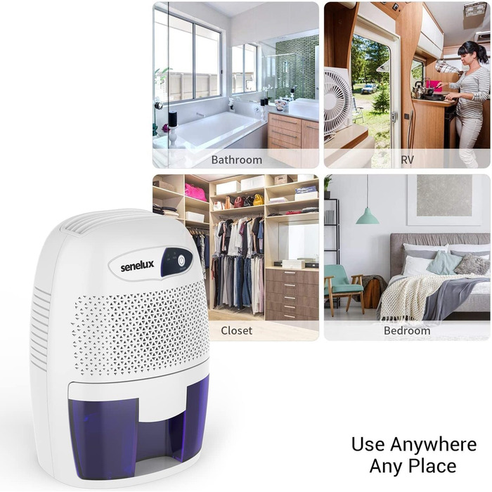 Senelux Powerful 500ml Portable Mini Air Dehumidifier, Quiet Air Dehumidifier, Small Air Dehumidifier Efficient and Stable, Moisture Absorber for Small Rooms, Basements, Bedrooms