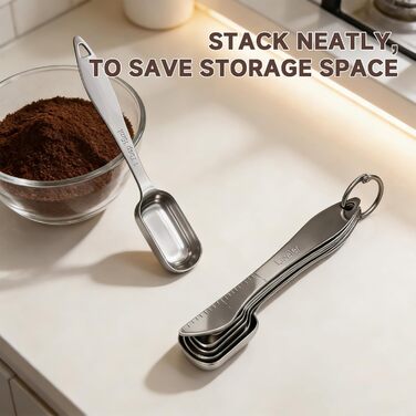Набір мірних ложок з нержавіючої сталі 18/8 (7 шт) для спецій, протеїну, кави - довгорукі ложки для чаю, супу, дозування
