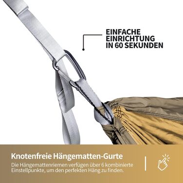 Гамак для відпочинку на відкритому повітрі на 2 особи | Міцний гамак з навантаженням до 300 кг | Подвійний гамак з комплектом кріплень | Наметний гамак з нейлону для подорожей | 290x170 см (жовтий, у вигляді кленового листка)