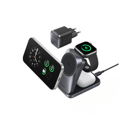 Зарядна станція Anker Prime 3-in-1 Qi2 25W з системою охолодження AirCool, бездротовий зарядний пристрій, чорний