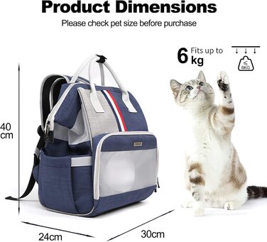Рюкзак для котів та маленьких собак Galatée, дихаючий, для подорожей, походів, кемпінгу (світло-сірий)