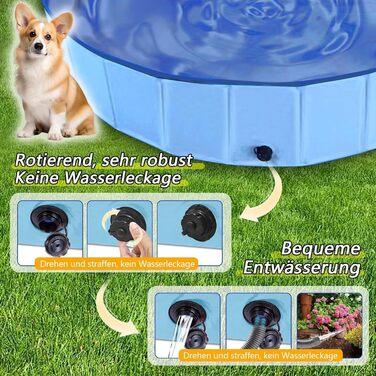 Зручний надувний басейн для собак та котів XL 160x30 см, розкладний, водонепроникний, антиковзкий