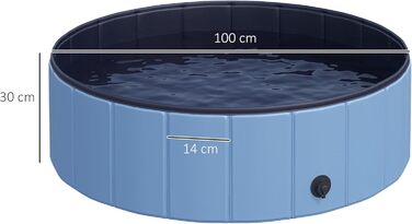 PawHut Dog Bathtub Dog Pool Bathtub Swimming Pool Water Pool for Dogs 120 x 30 cm (Sky Blue + Dark Blue, 100L x 100W x 30H cm)