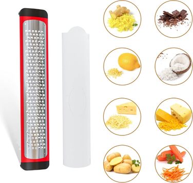 Empava Grater, Cheese Grater, Parmesan Grater, Kitchen Grater, Nutmeg Grater, Kitchen Reamer, Garlic Grater, Stainless Steel Grater, Lemon Zester, Ginger Grater, Nutmeg Grater, Stainless Steel Reamer, Parmesan Slicer - Red