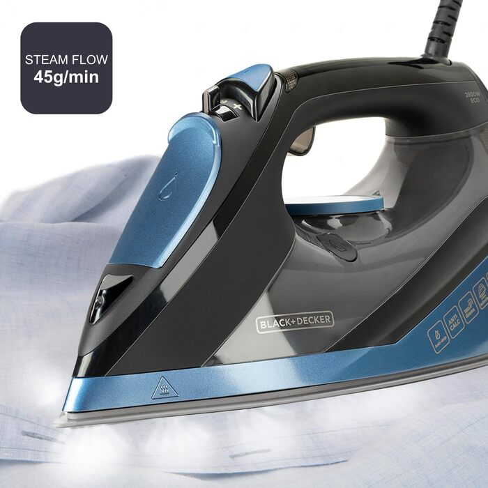 Відпарювач Black+Decker BXIR3000E: 3000 Вт, керамічна підошва, 200 г/хв, антинакип, вертикальне відпарювання