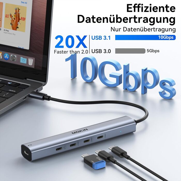 MOKiN USB-C хаб 6-в-1: HDMI 4K, 2xUSB 3.0, USB 2.0, SD/MicroSD, для MacBook, XPS та інших пристроїв