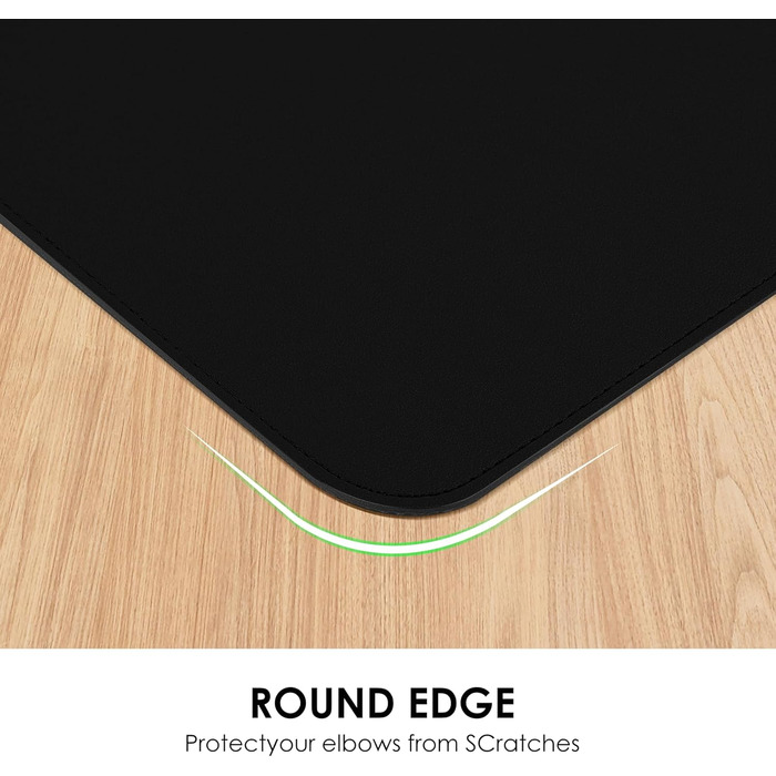 Килимок для миші та столу Vicwe з екошкіри PU, 90x43 см, чорний - захист для офісу та дому