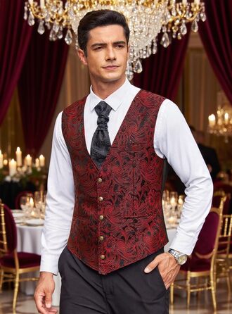Жилет чоловічий COOFANDY Paisley вікторіанський стімпанк готичний, бордовий, 3XL