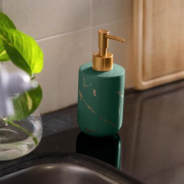 Дозатор для мила JJ PRIME, 400 мл, чорний, кераміка, з помпою, для кухні та ванної кімнати