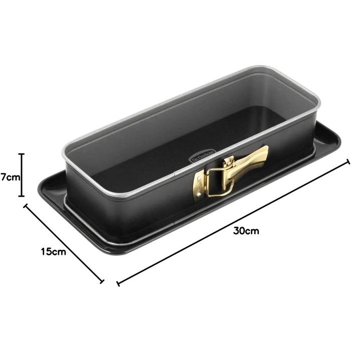 Dr. Oetker Rectangular Springform with Serving Base 30 x 12 cm Baking Idea – Square Baking Pan with cut- & scratch-resistant flat bottom & Enamel Coating – Cake Baking Pan with Non-Stick Coating