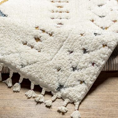 Surya Funafuti Rug - Bedroom, Living Room, Dining Room, Hallway - Modern Boho Rug Geometric Pattern - Soft Scandinavian Living Room Rug White, Aqua, Orange, Gray - 160x213cm Large Aqua, Orange, Pink, Yellow