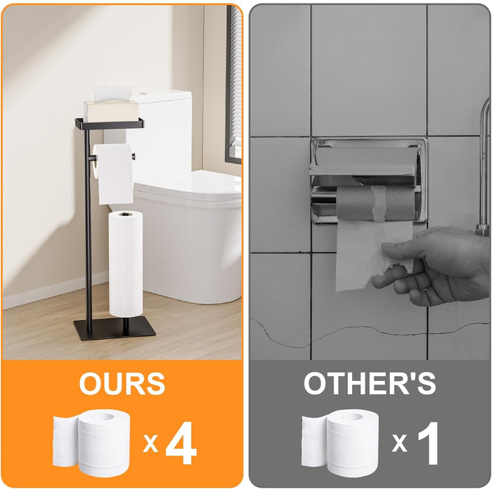 Підставка для туалетного паперу настільна з боксом для вологих серветок, з нержавіючої сталі, чорна матова