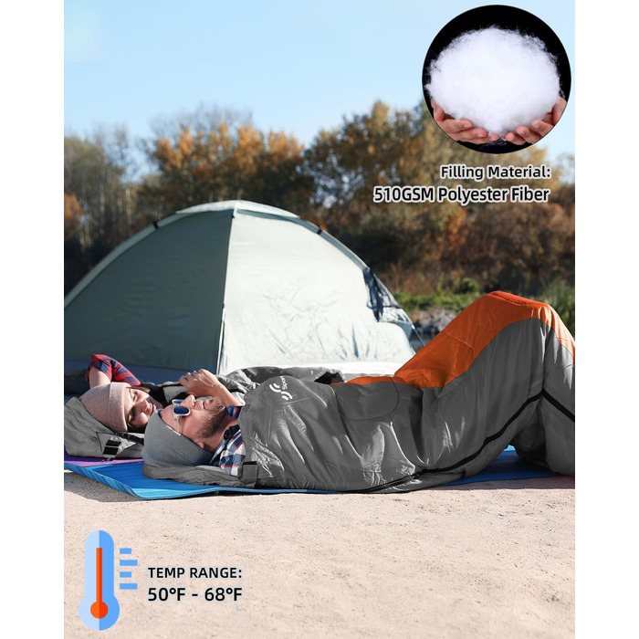 Сплячий мішок Outdoor Sportneer для кемпінгу: 3-4 сезонний, ультралегкий, 220x75 см, для дорослих