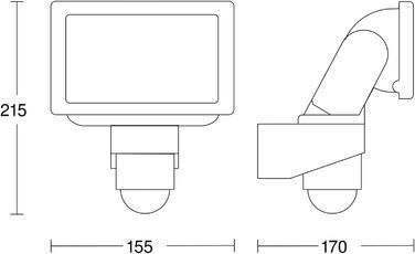 Steinel LED Outdoor Floodlight LS 150 S white, 240° motion sensor, max. 12 m range, 14.7 W, adjustable, 1375 lm, 4000 K