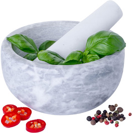 Набір для розмелювання Homiu: ступка та товкачок з натурального граніту, преміум-якість, великий діаметр 15.5 см