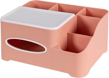Tissue Box, Tissue Holder, Multifunctional Tissue Holder with Stylish Remote Control Desk, Cosmetic Tissue Box for Office Bedroom Car (A Pink)